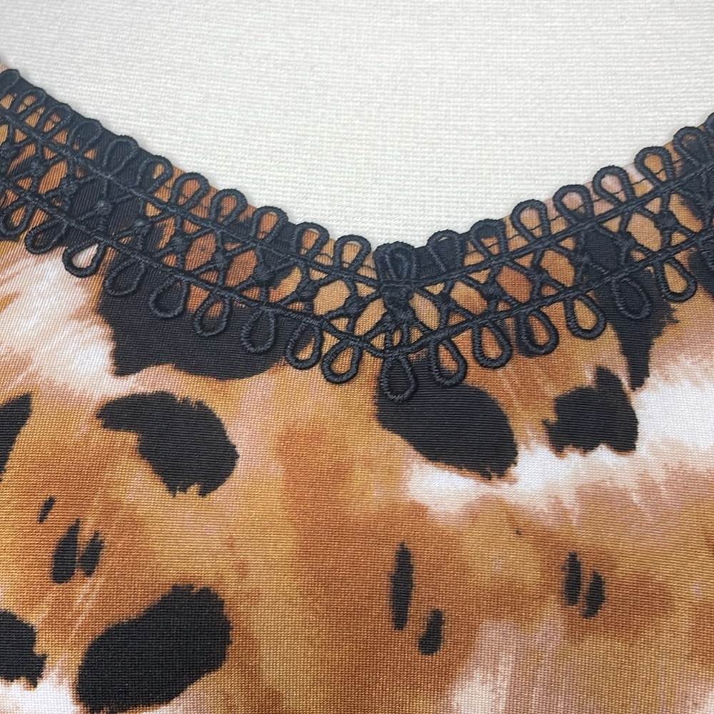 Kate & Mallory Dress Womens 3X Tan Black Sleeveless Animal Print High Low V Neck - Picture 8 of 10
